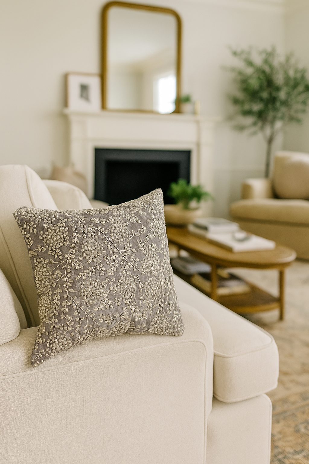 Handmade velvet Cushion Cover (Grey pearl & Silver)