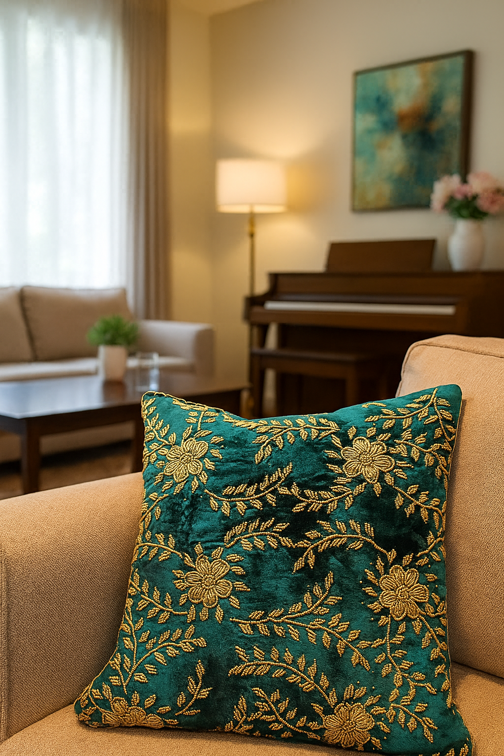 Handmade velvet Cushion Cover (Floral)