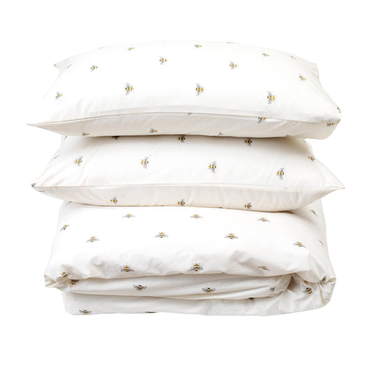 Fitted bedsheet  (bee- white)
