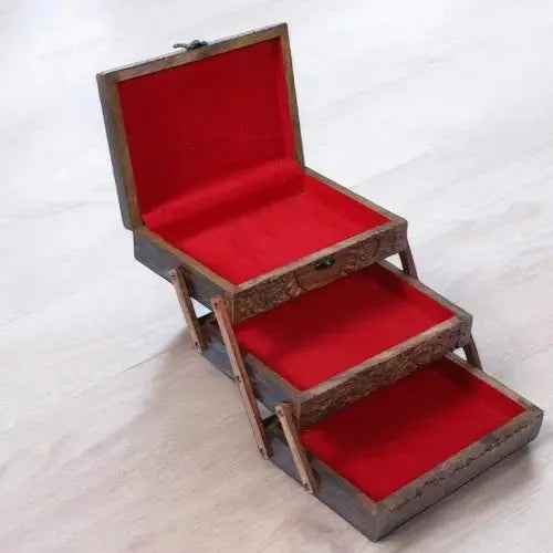 Elegant Wooden Jewelry Organizer (3 Compartment)