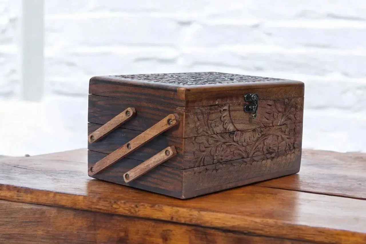 Elegant Wooden Jewelry Organizer (3 Compartment)