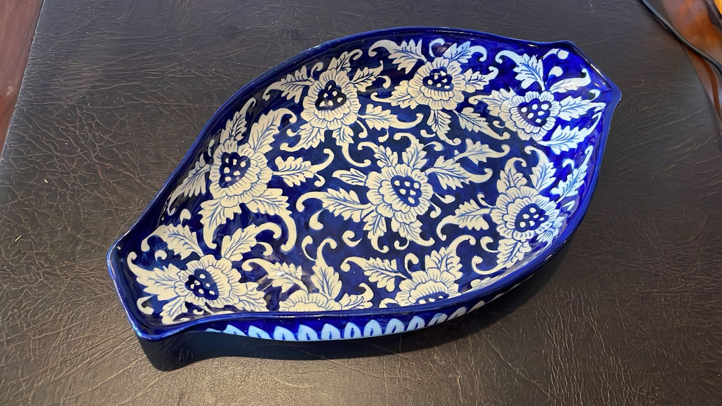 Royal Blue Handmade Ceramic Rice Platter