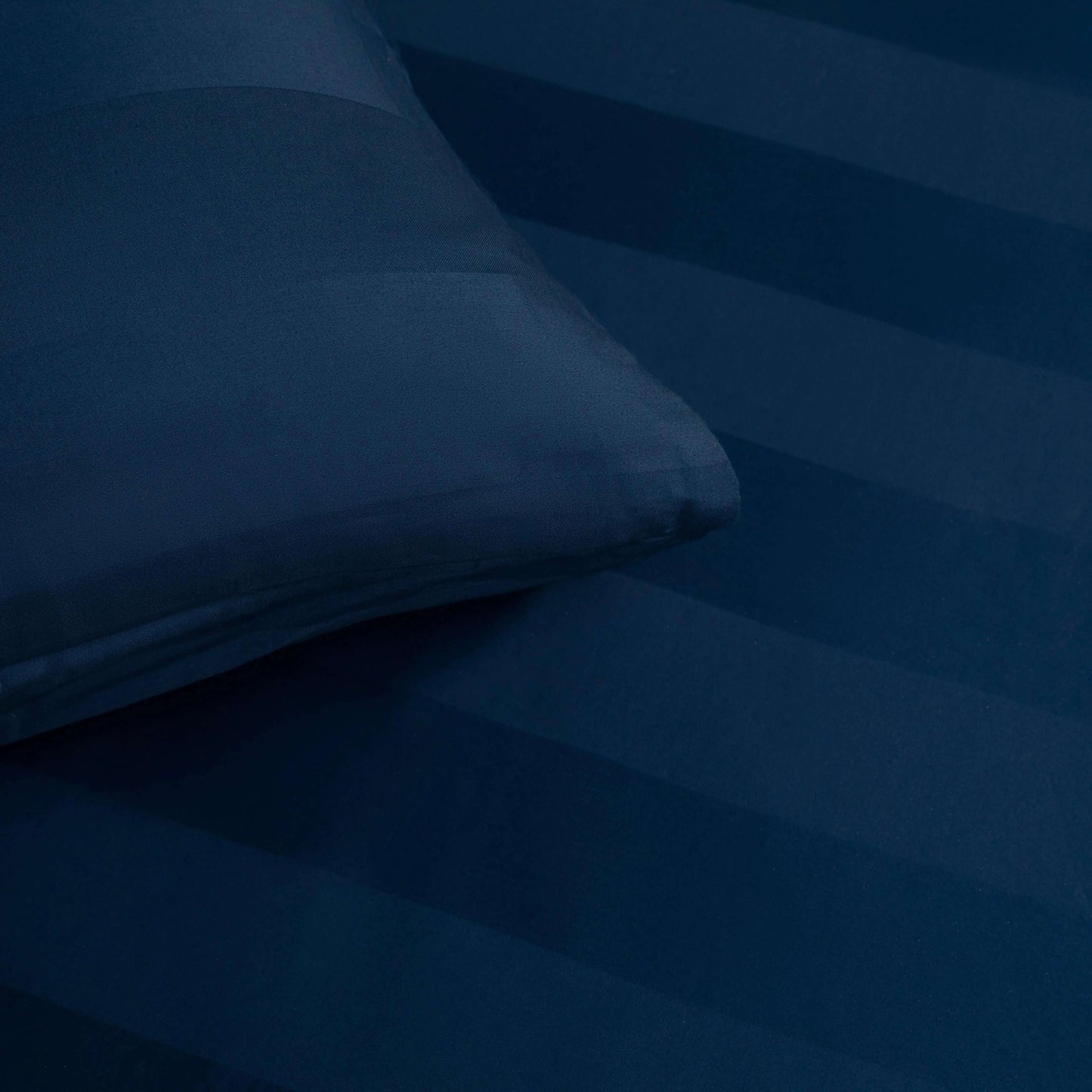 Navy Blue Cotton Fitted Sheet Set with Pillowcases - Handmade Stories