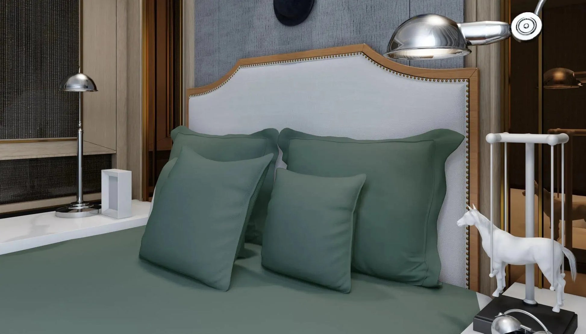 Premium Quality Bed Sheet With Flat Sheet (Olive Green Plain) - Handmade Stories