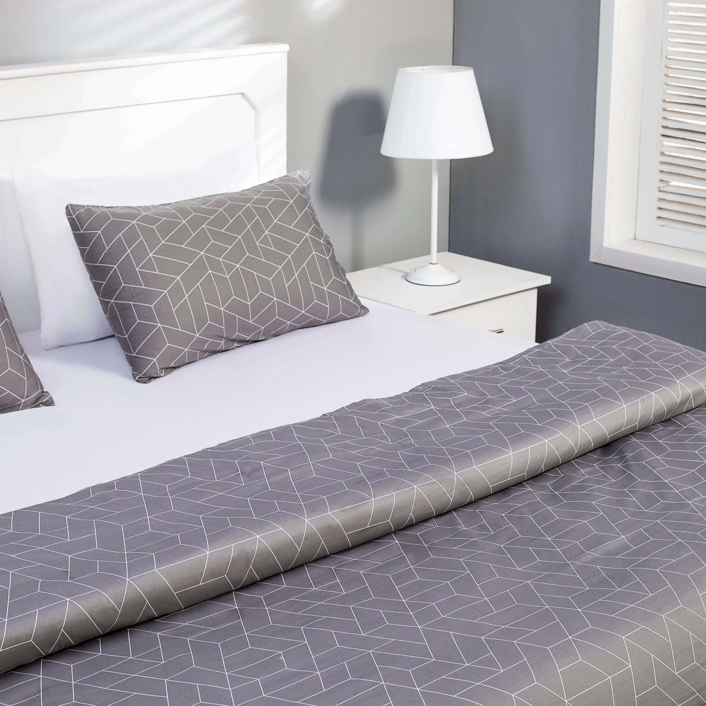 Quilt Cover Set (Gray Geometric) - Handmade Stories