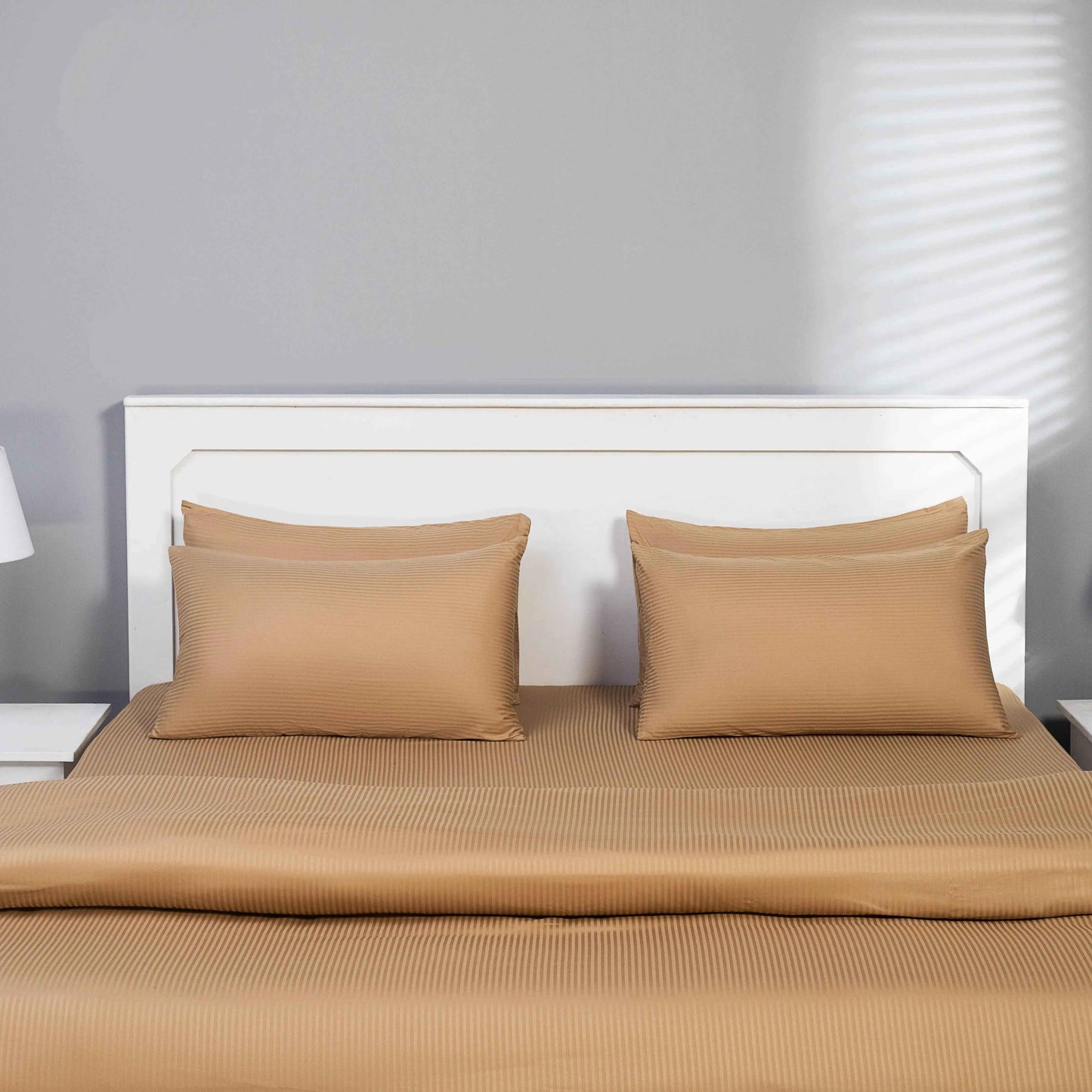 Quilt Cover Set (Mud Brown With Narrow Stripes)