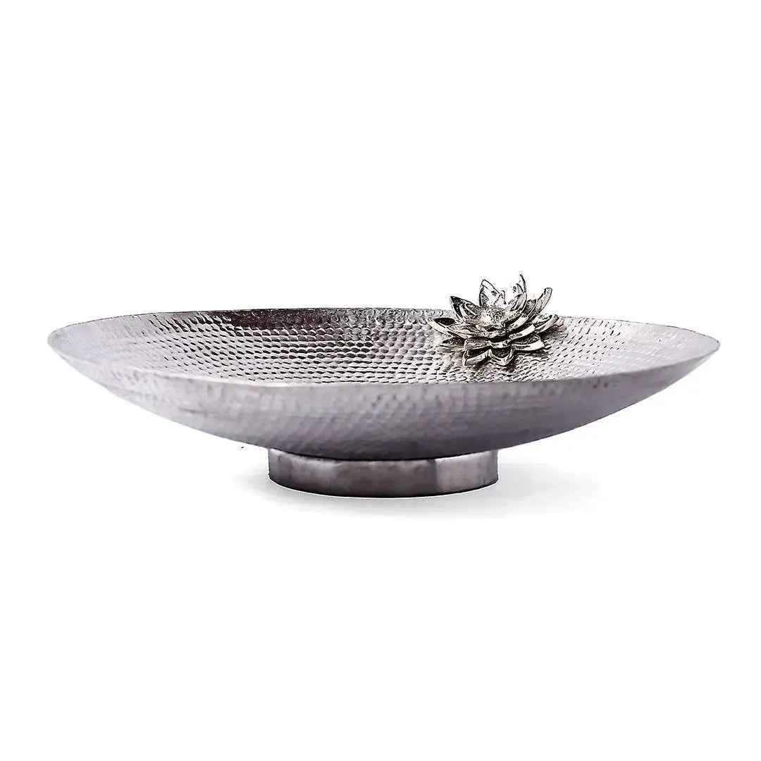 Silver Lotus Salad Bowl Flower Design