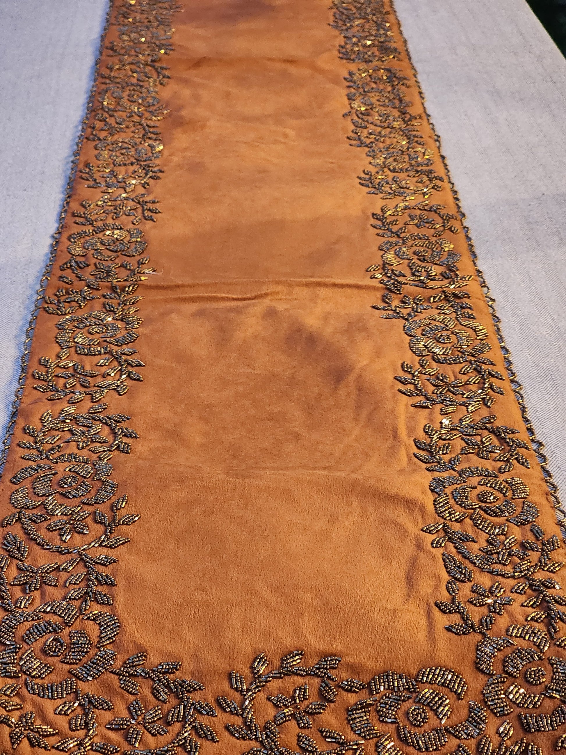 Handmade Beaded Runner- Burnt Orange  (Design-1) - Handmade Stories