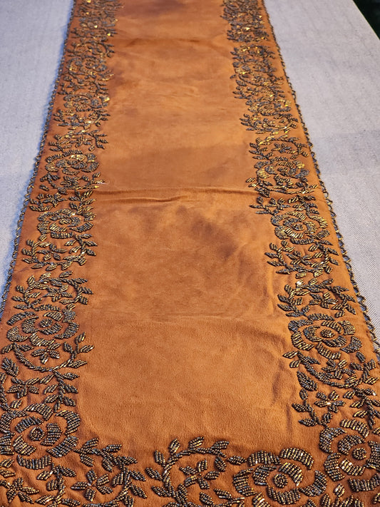Handmade Beaded Runner- Burnt Orange (Design-1) - Handmade Stories