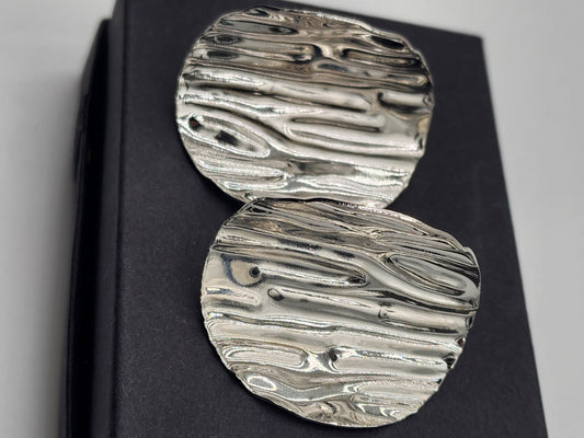 Potato Chip Shape Stainless Steel Earrings (Silver) - Handmade Stories