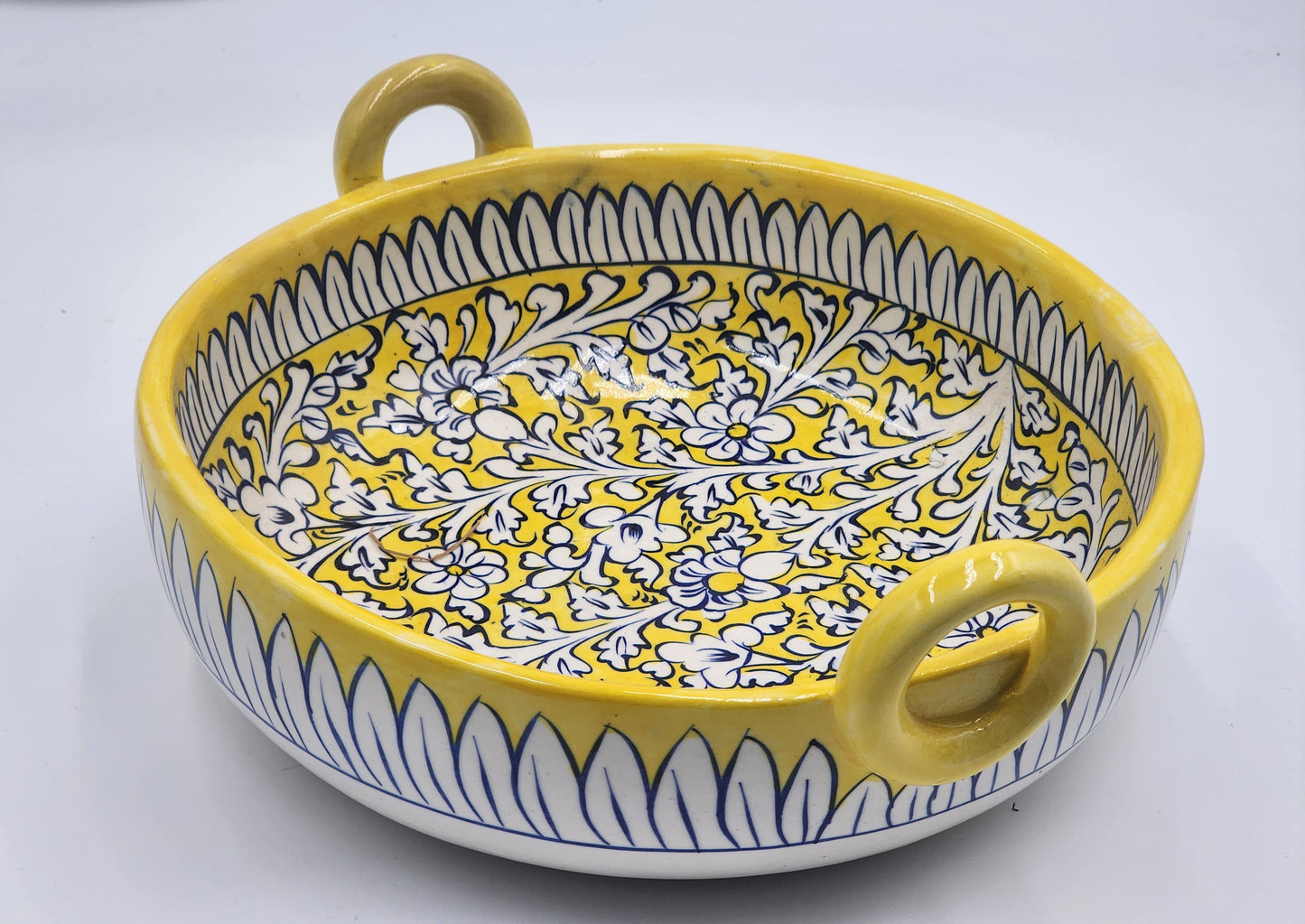 Yellow and White serving dish (Karahi)