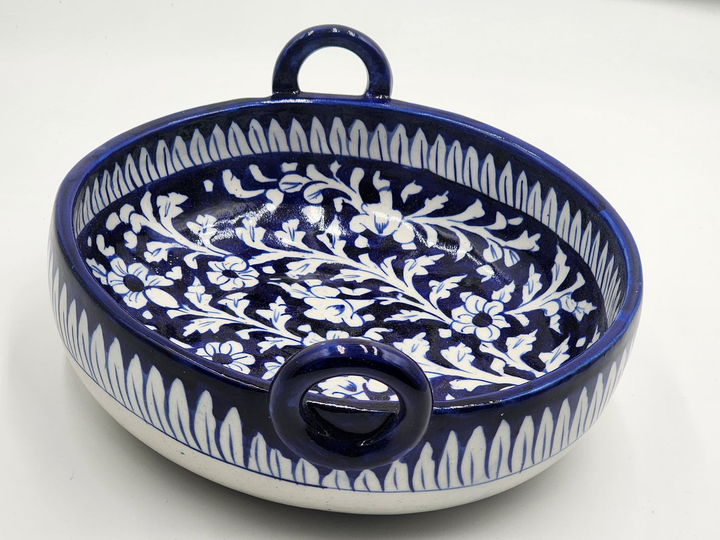 Blue pottery serving dish (Karahi)