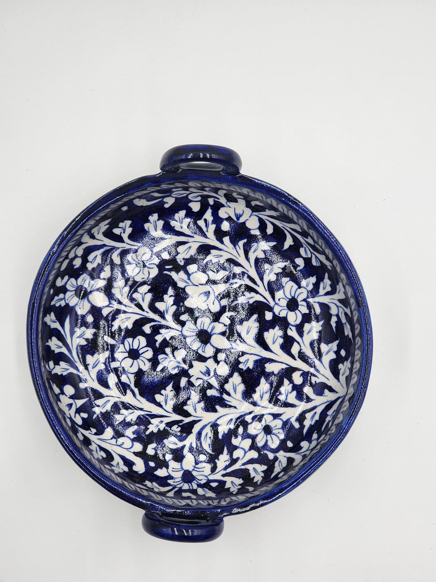 Blue pottery serving dish (Karahi)