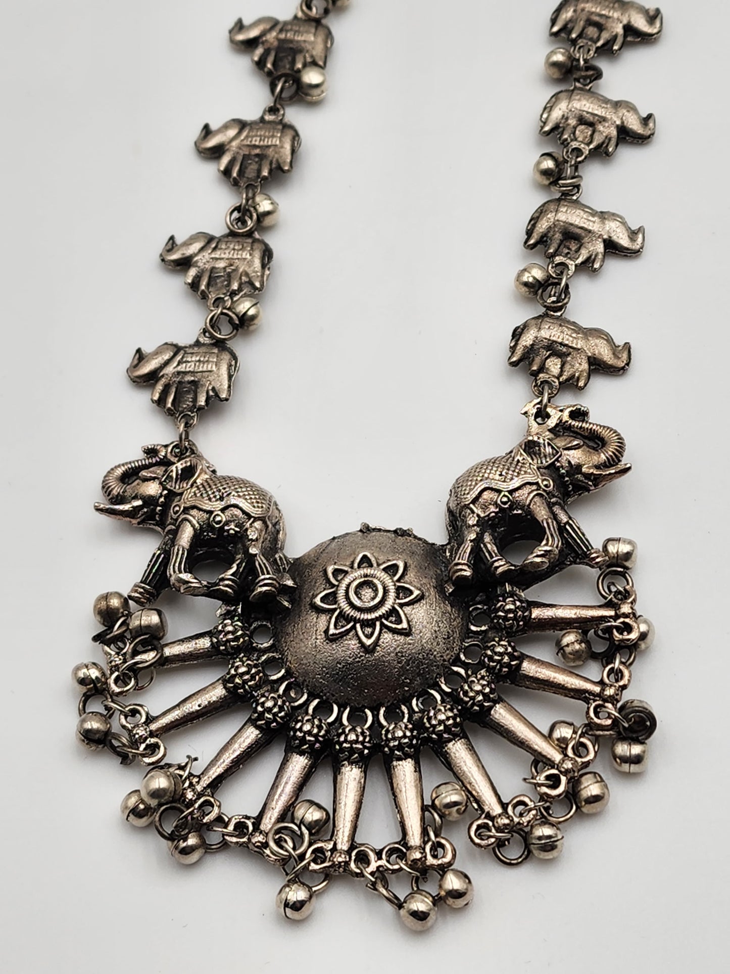 Silver Elephant Design Necklace