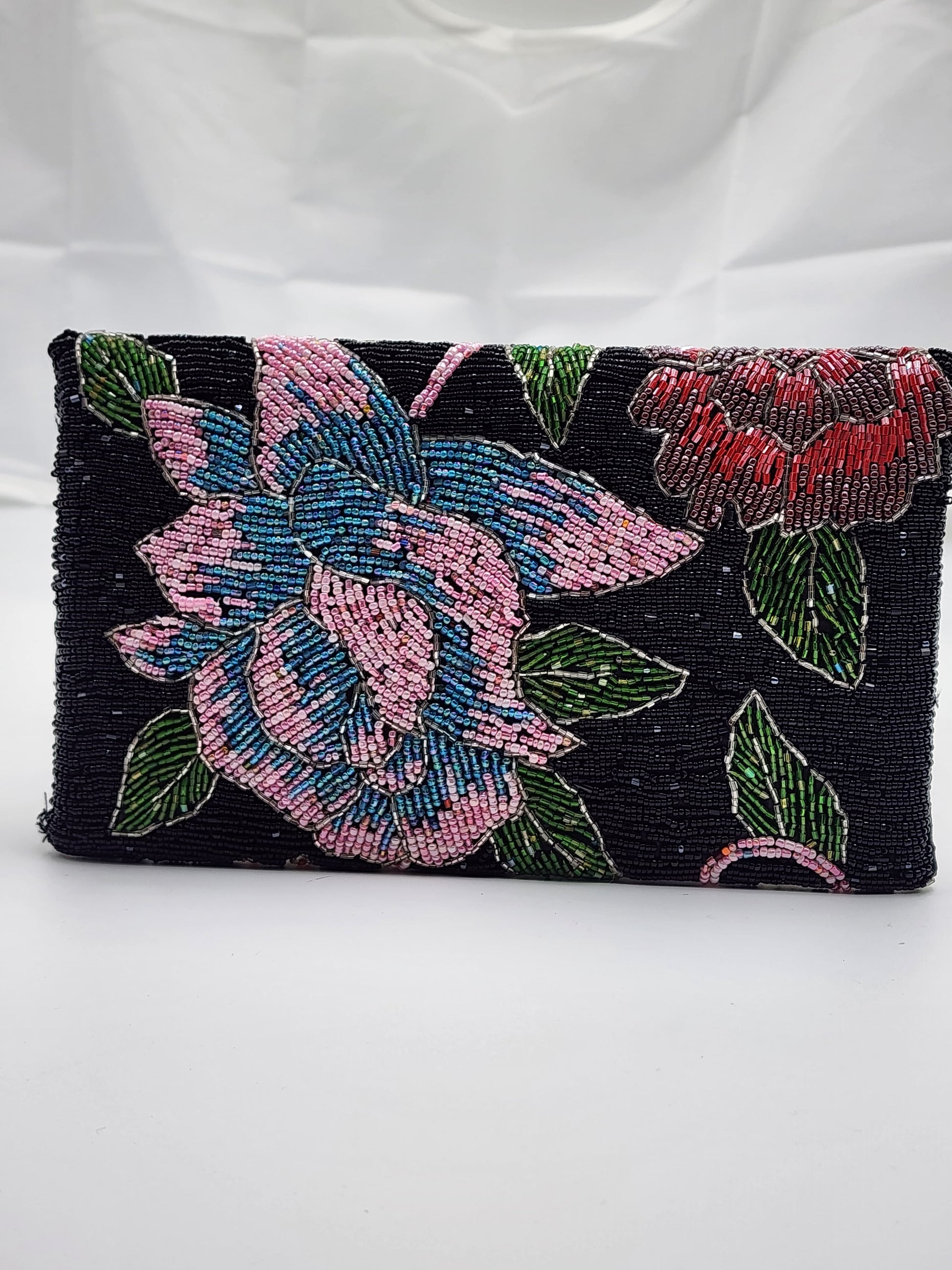 Women Black Floral Clutch Embellished Beaded (Design-III) - Handmade Stories