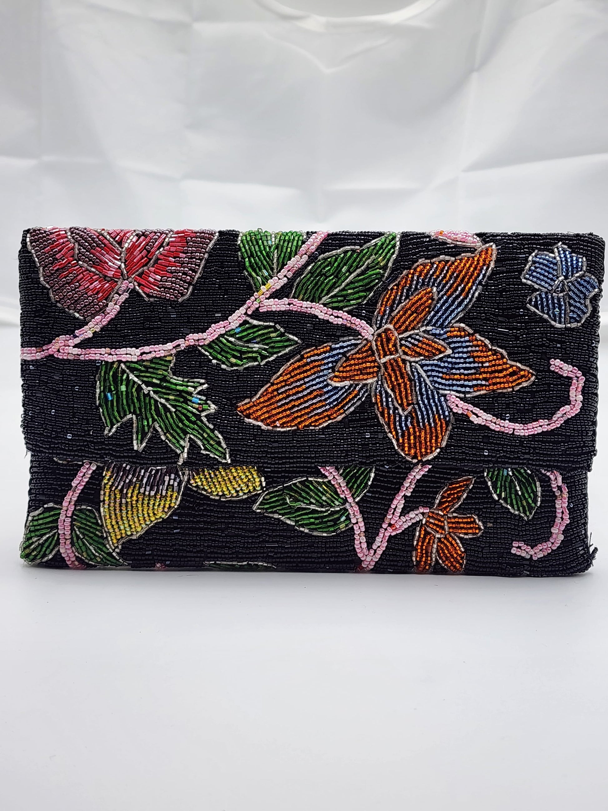 Women Black Floral Clutch Embellished Beaded (Design-III) - Handmade Stories