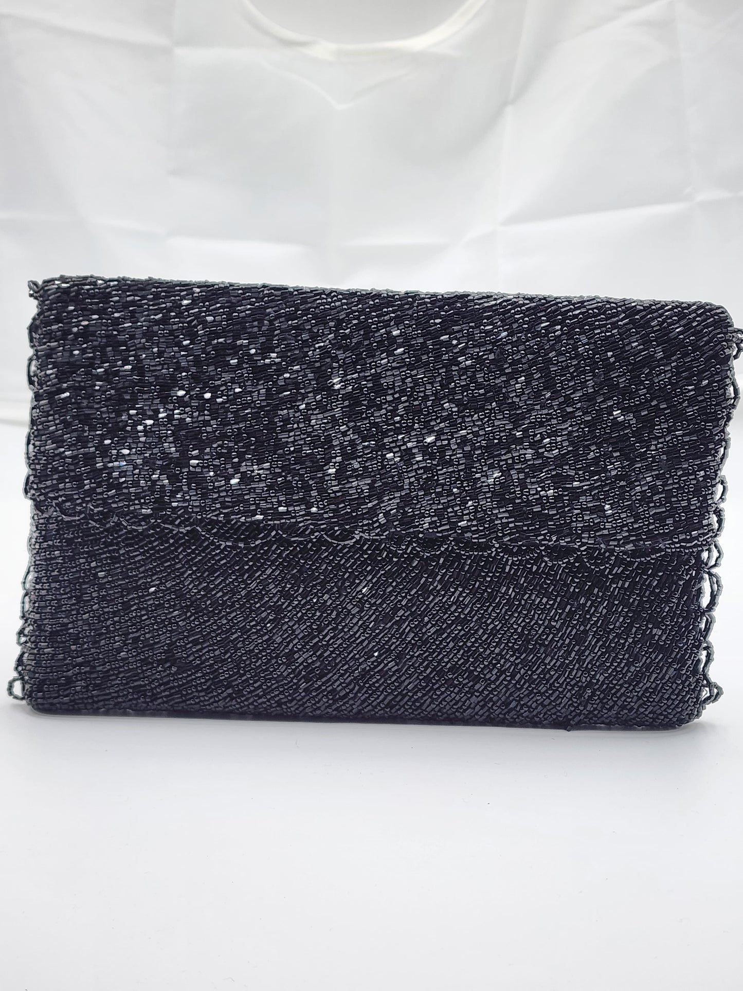 Women Jet Black Clutch Embellished Beaded - Handmade Stories