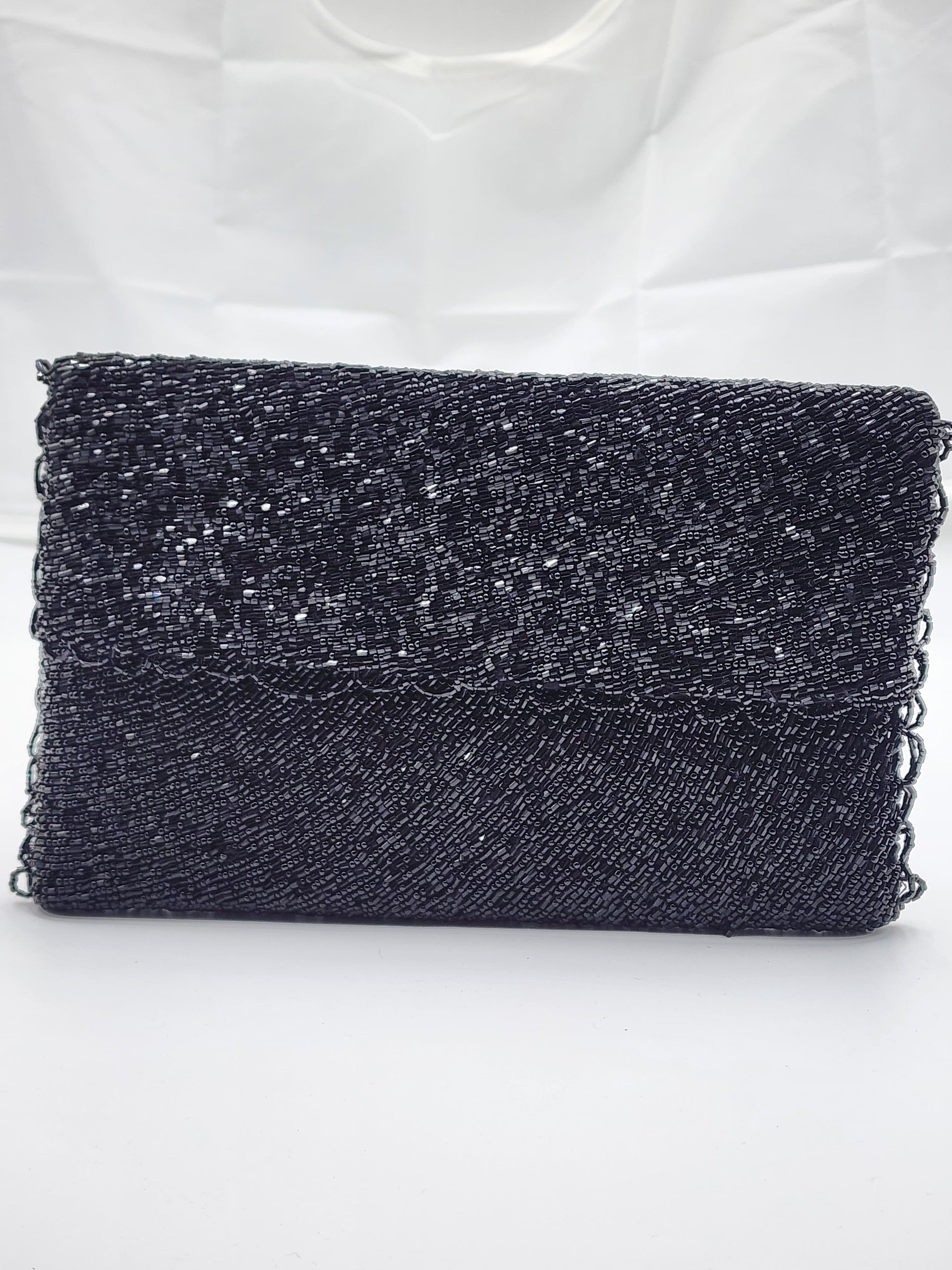 Women Jet Black Clutch Embellished Beaded - Handmade Stories