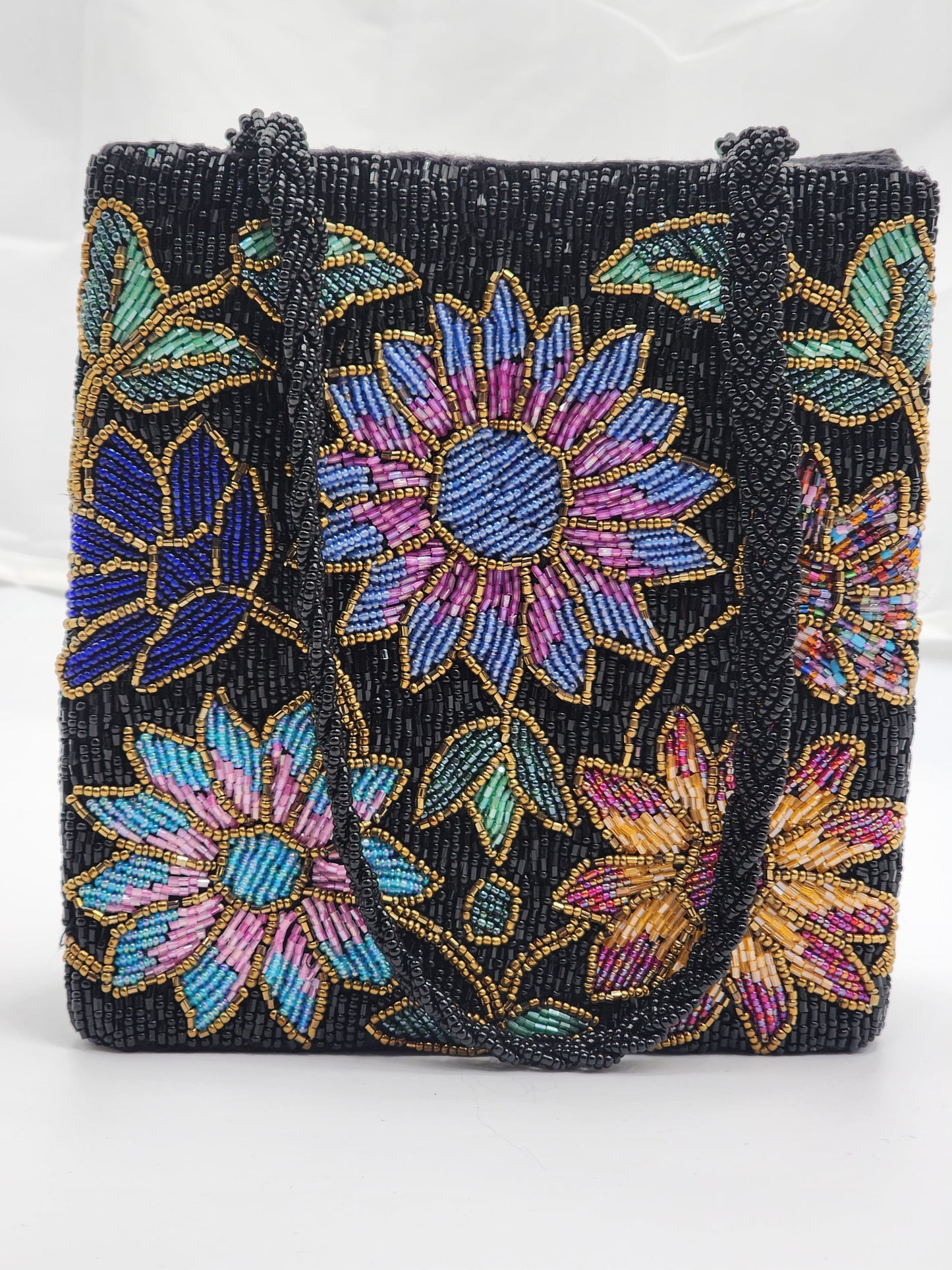 Elegant Black Hand Embellished Beaded Women Handbag (Design-II)