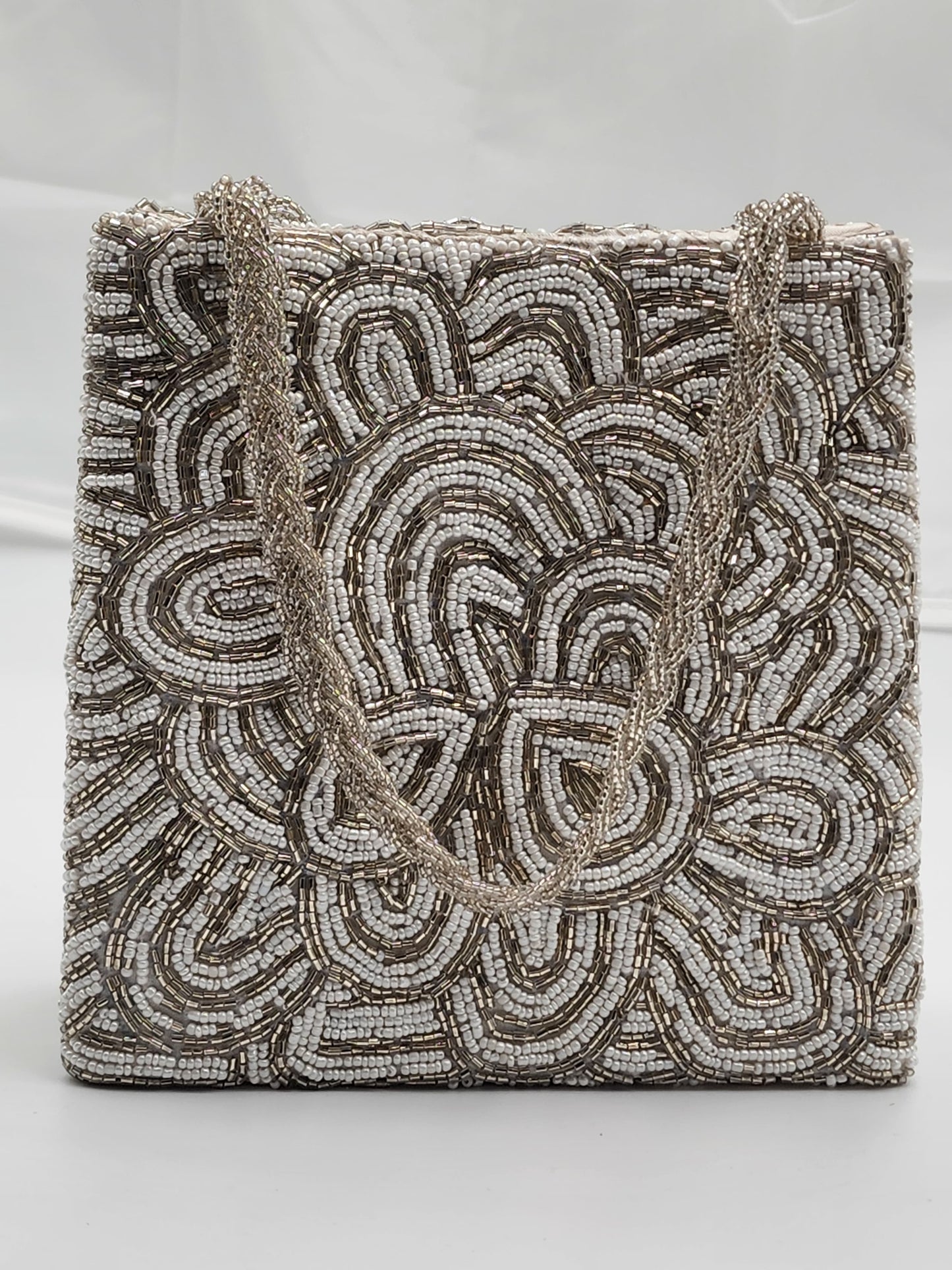 White Beaded Women Handbag