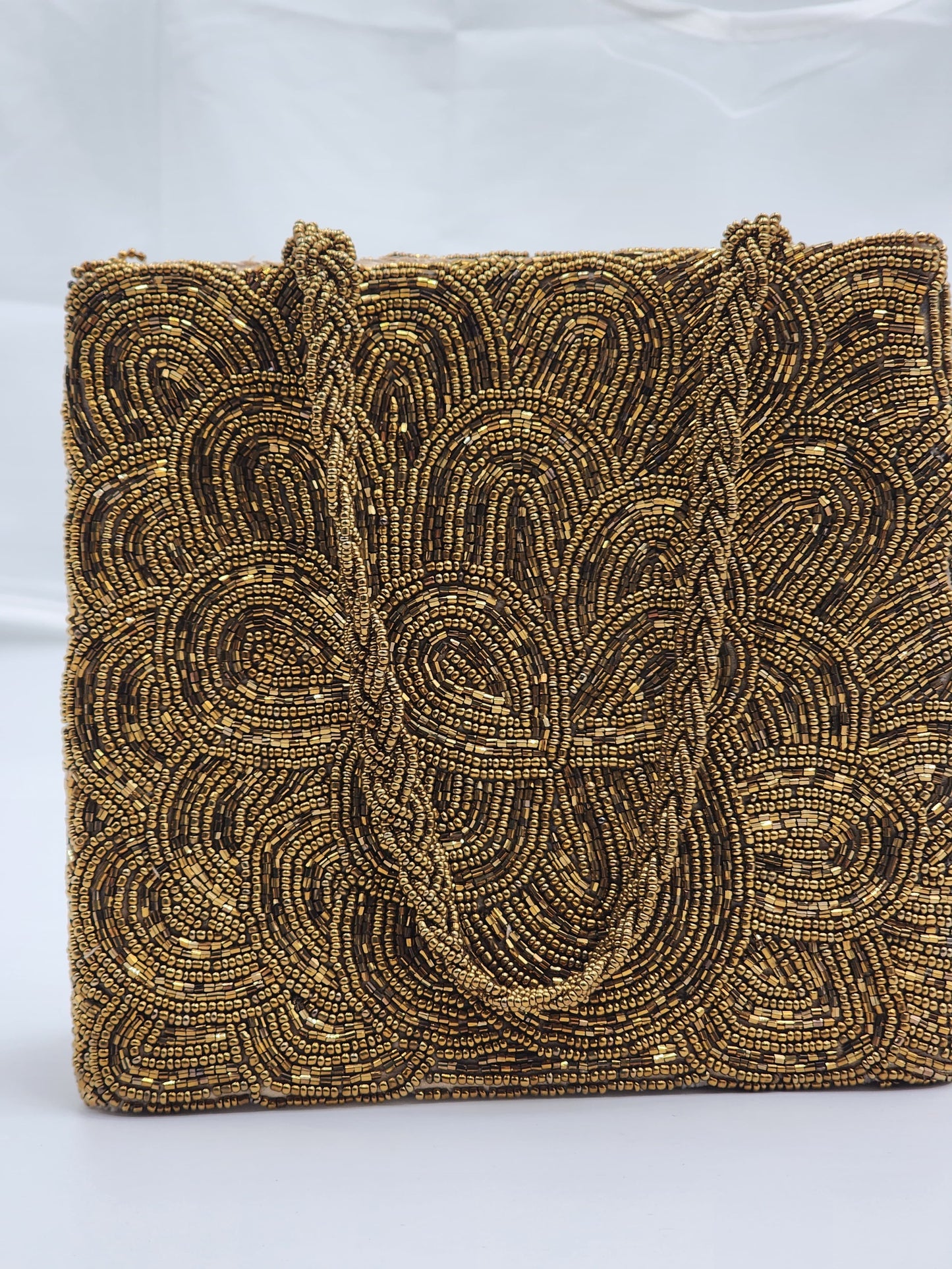Elegant bronze Hand Embellished Beaded Women Handbag (Design-II) - Handmade Stories