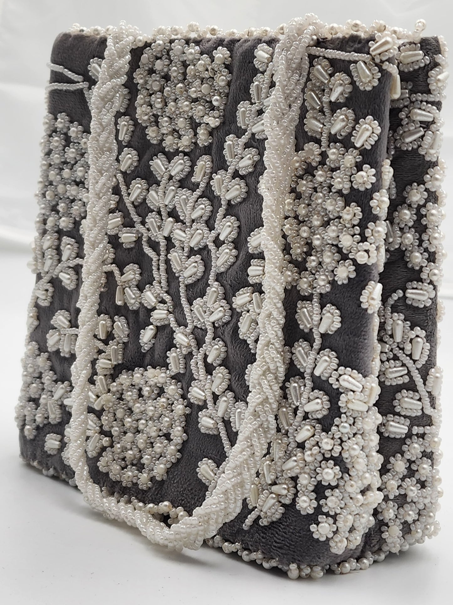 Elegant Black Hand Embellished Beaded Women Handbag (Design-III)