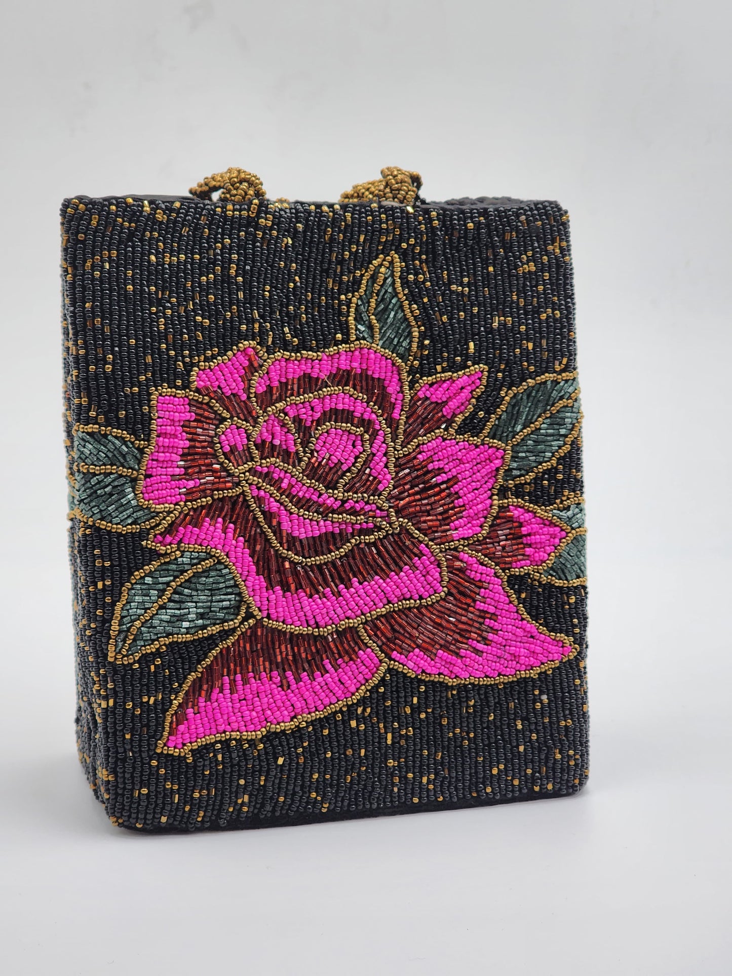 Elegant Black Hand Embellished Beaded Women Handbag (Design-IV)