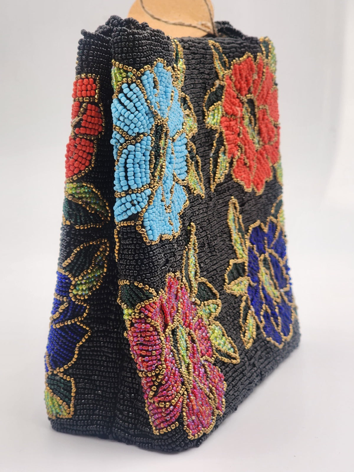 Elegant Black Hand Embellished Beaded Women Handbag (Design-I)