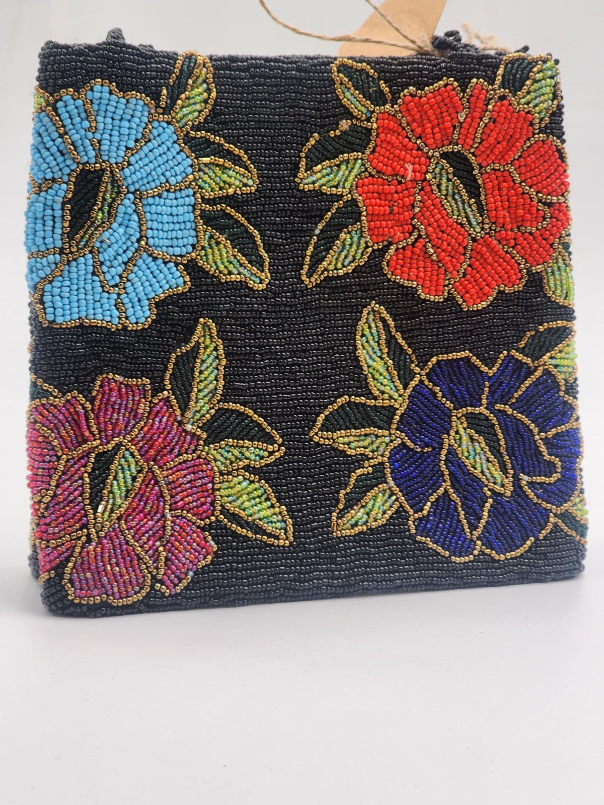 Elegant Black Hand Embellished Beaded Women Handbag (Design-I)