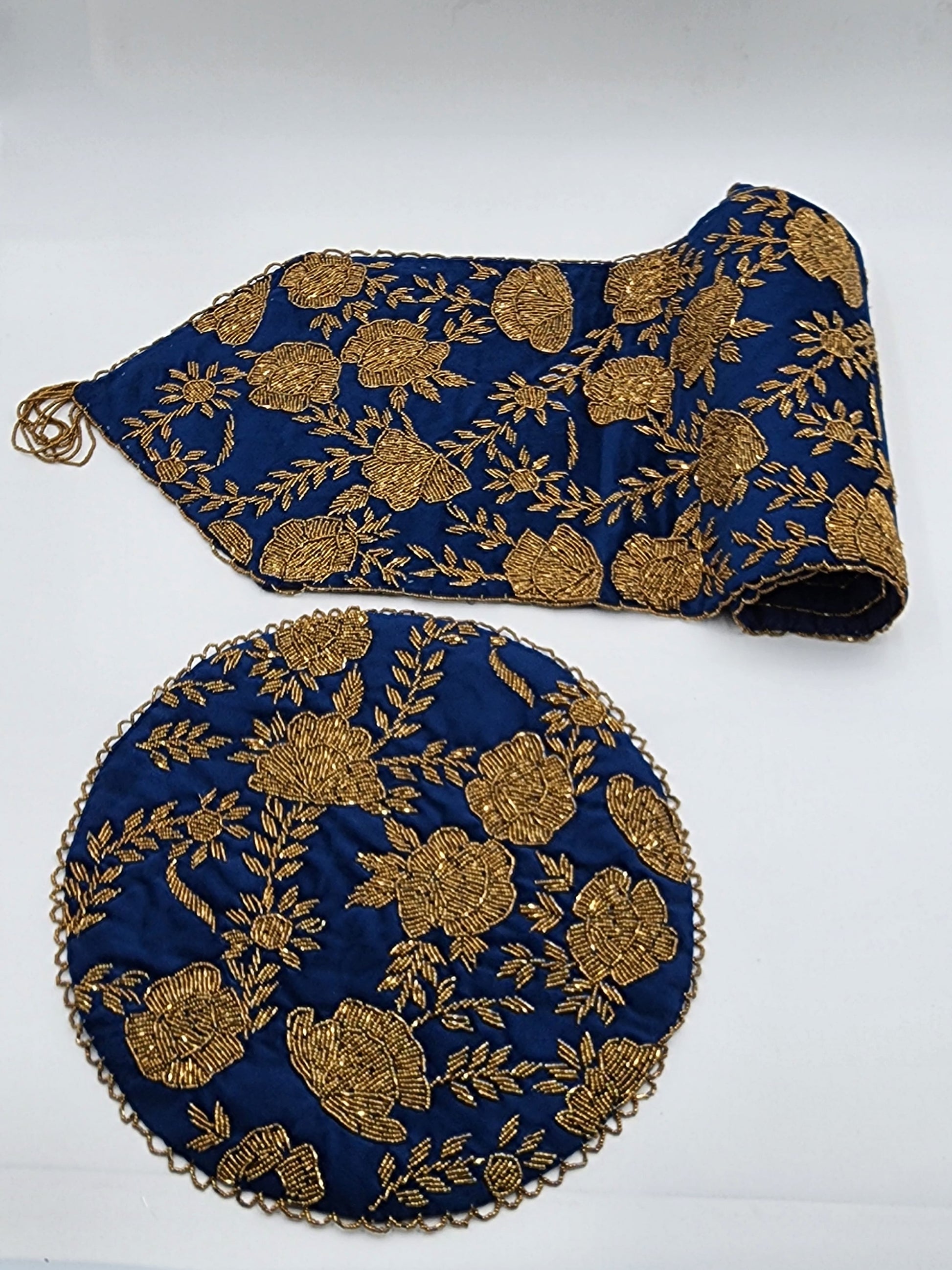 Handmade Beaded Table Runner Set- Cobalt Blue - Handmade Stories