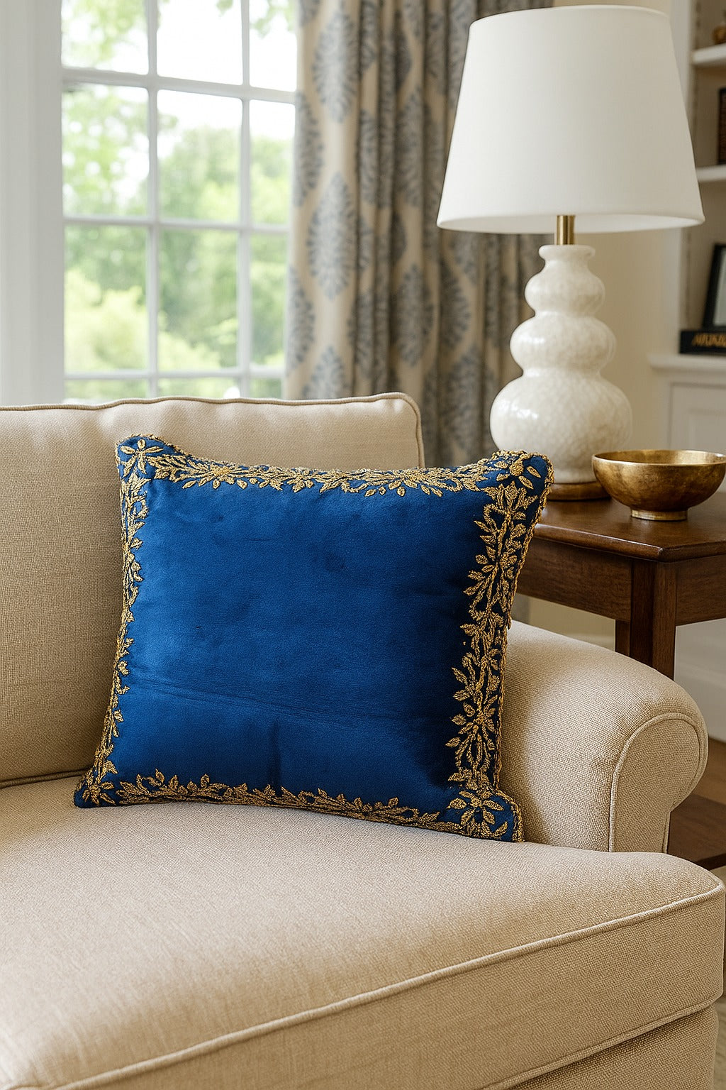 Handmade Velvet Cushion Cover (Cobalt blue)