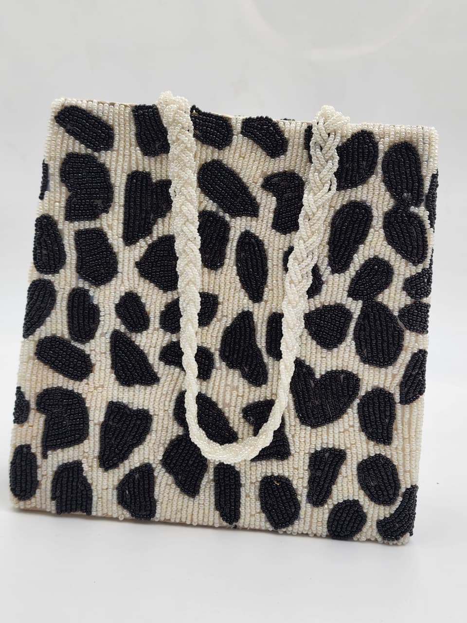 Savanna Chic Black & White Beaded Handbag - Handmade Stories
