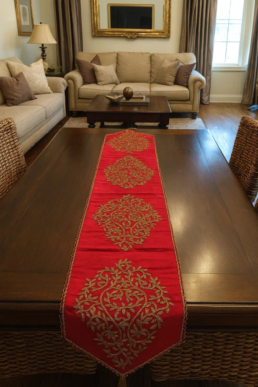 Handmade Table Runner (Hot Pink and Gold)