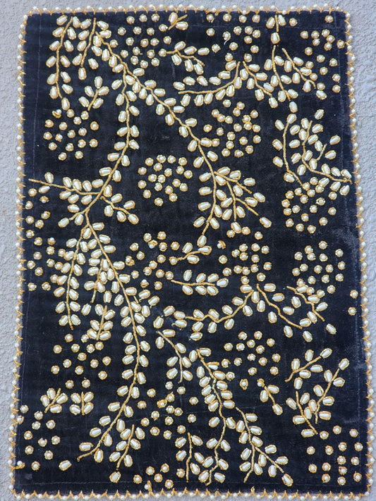 Handmade Beaded Table Runner Set (Black Gold and Pearl) - Handmade Stories