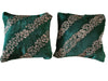 Handmade velvet Cushion Cover Emerald green (Diagonal Stripes) - Handmade Stories