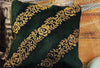 Handmade velvet Cushion Cover Emerald green (Diagonal Stripes) - Handmade Stories