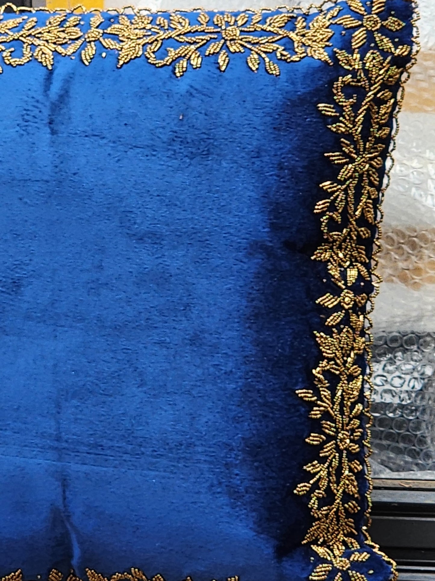 Handmade Velvet Cushion Cover (Cobalt blue) - Handmade Stories