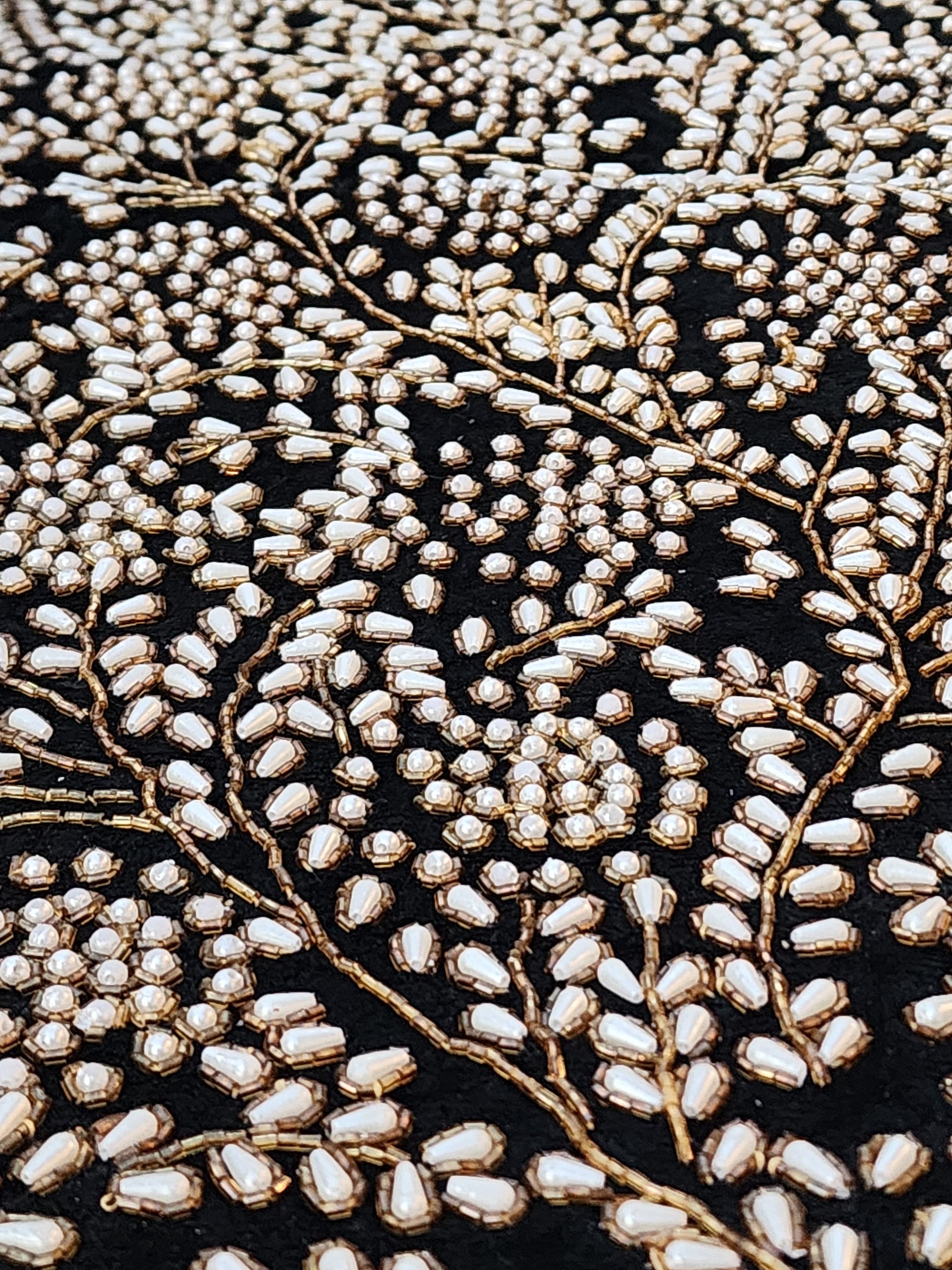 Handmade Table Runner (Black and Gold with Pearl) - Handmade Stories