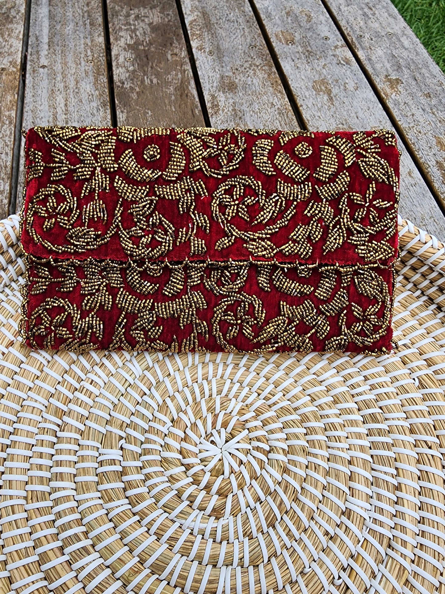 Modern Maroon and Gold Shoulder Bag - Handmade Stories