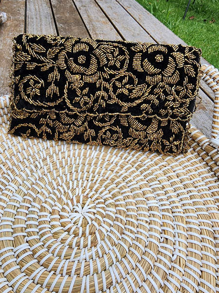 Modern Black and Gold Shoulder Bag - Handmade Stories