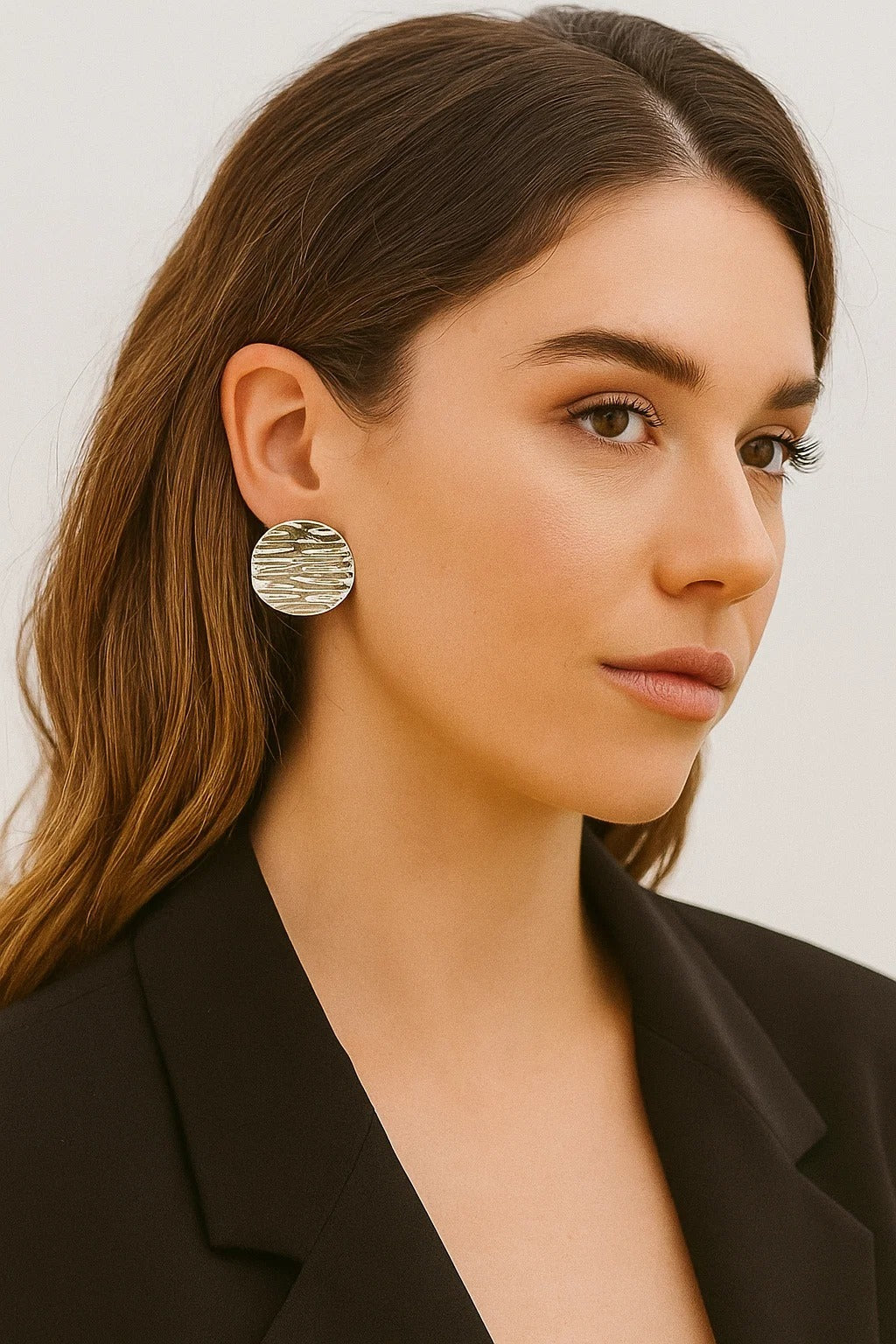 Potato Chip Shape Stainless Steel Earrings (Silver)