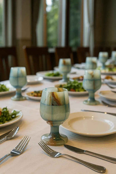 Onyx Marble glass - Blue  (set of 6 pcs)