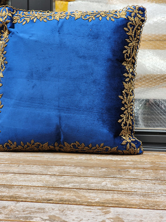Handmade Velvet Cushion Cover (Cobalt blue) - Handmade Stories