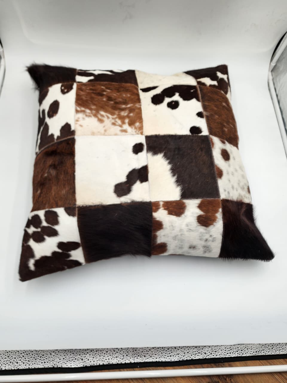 Cowhide Leather throw pillow cover (Brown)