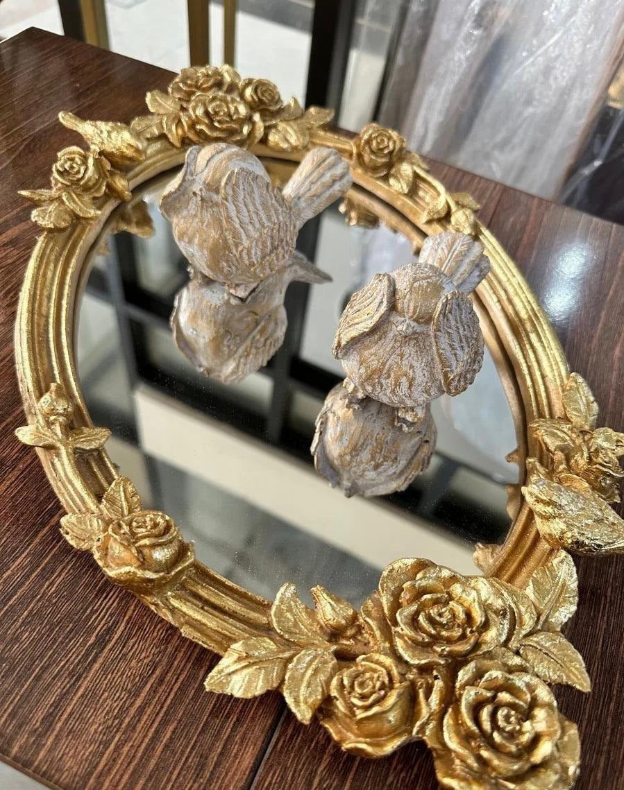 Antique Gold Finish Mirror Tray -3