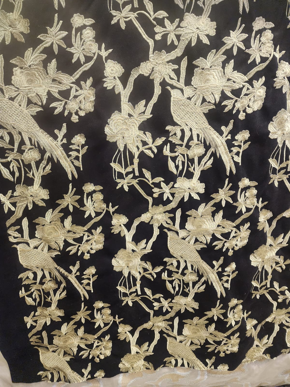 Black and Beige- Embroidered Cushion Cover