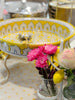 Hand-painted ceramic serving dish with stand