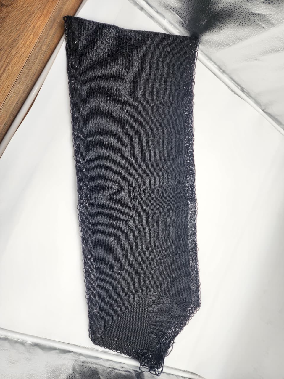 Handmade Table Runner- Black on black (full beaded runner)