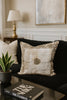 Handmade velvet Beaded Cushion (cream Beige and gold) - Handmade Stories