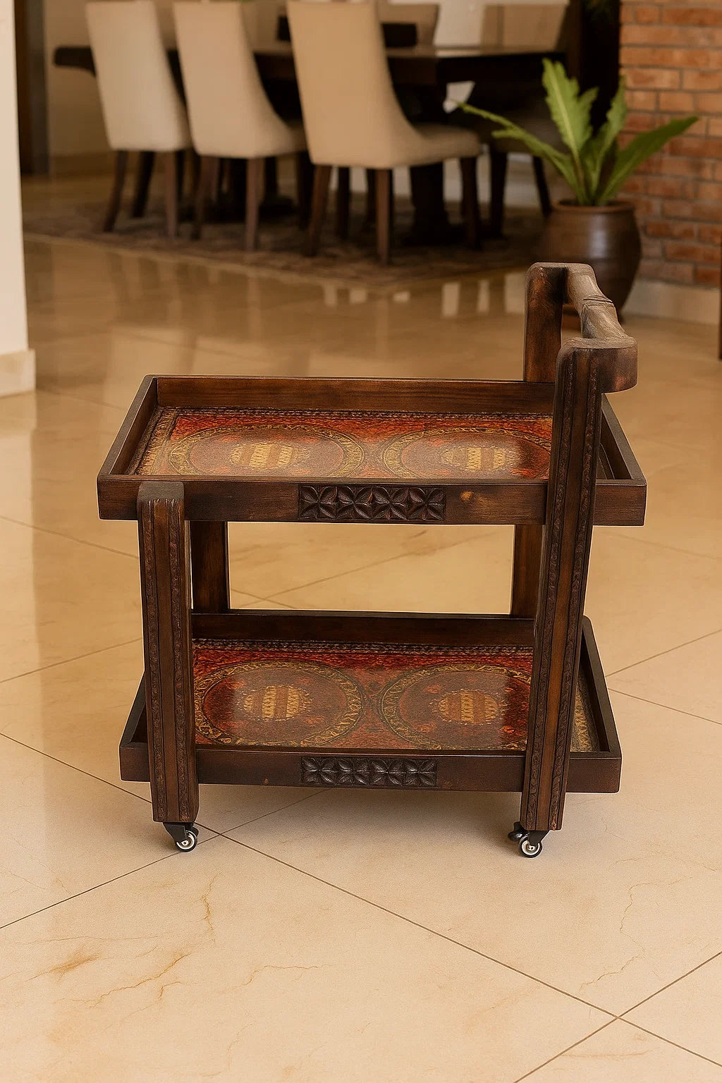 Handcrafted Wooden Tea Trolley